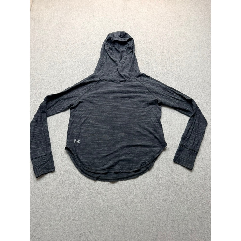 Under Armour Womens Space Dye Hoodie Gray Heathered Activewear Top Long Sleeve